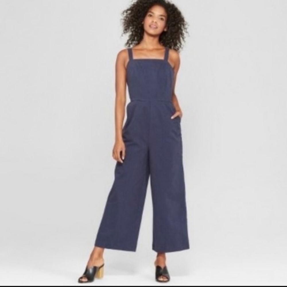 NWT Who What Wear navy squat neck jumpsuit
